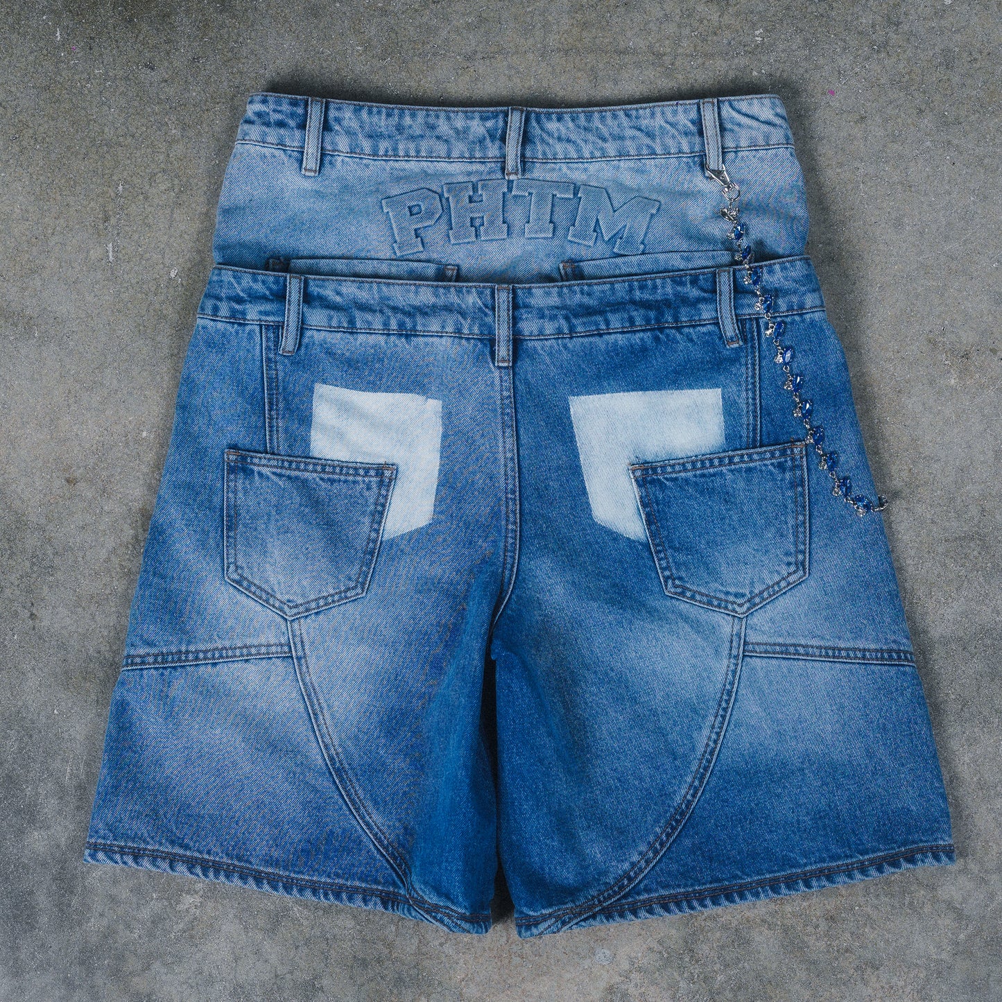 Double Waistband Denim Shorts