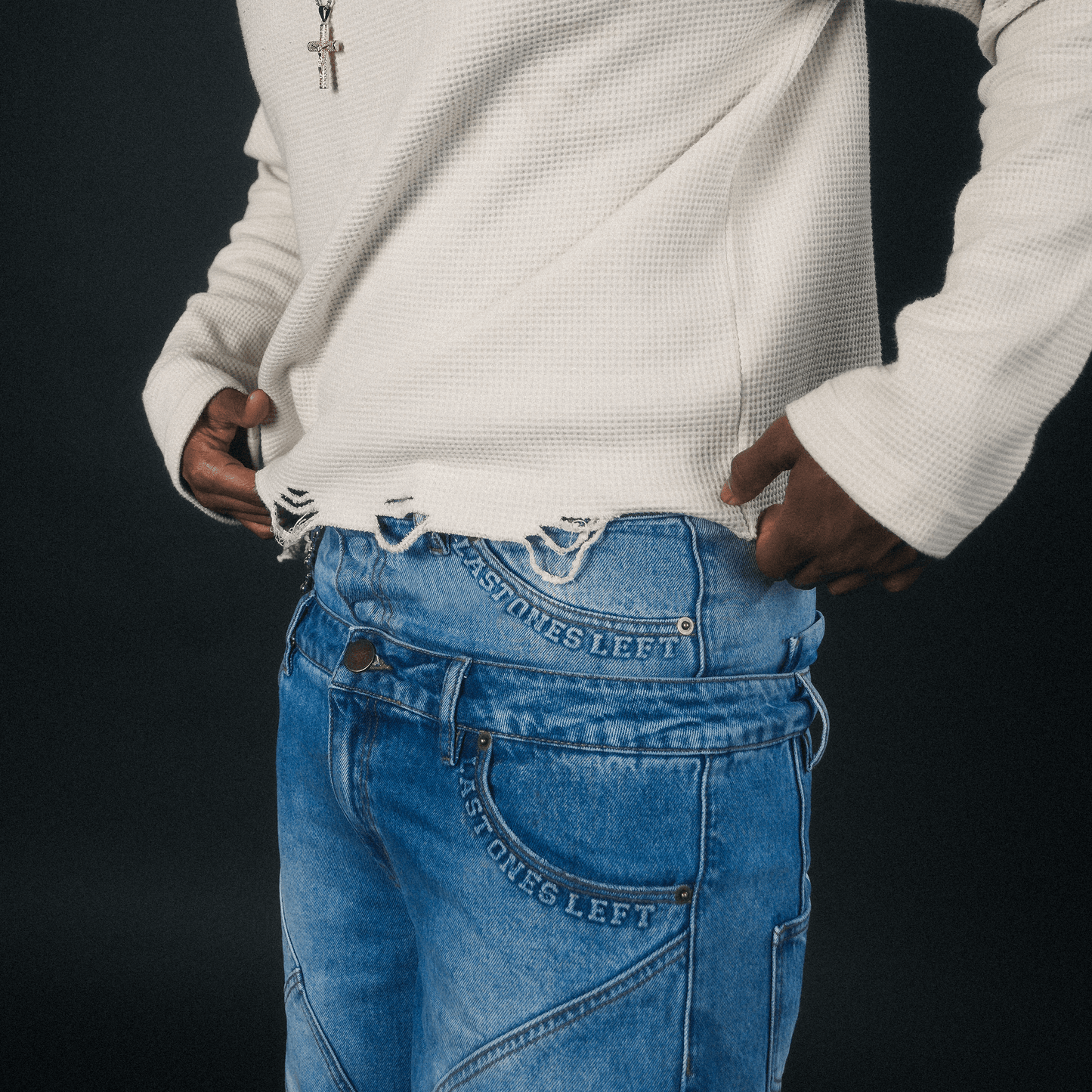 Double Waistband Denim Shorts